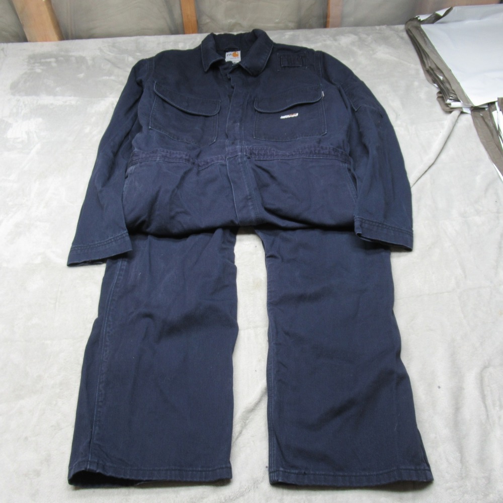 Carhartt FR Flame‎ Resistant Coveralls Mens 42R Navy Blue Work Overalls 28" Long